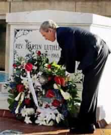Hundreds Protest as Bush Visits MLK Grave